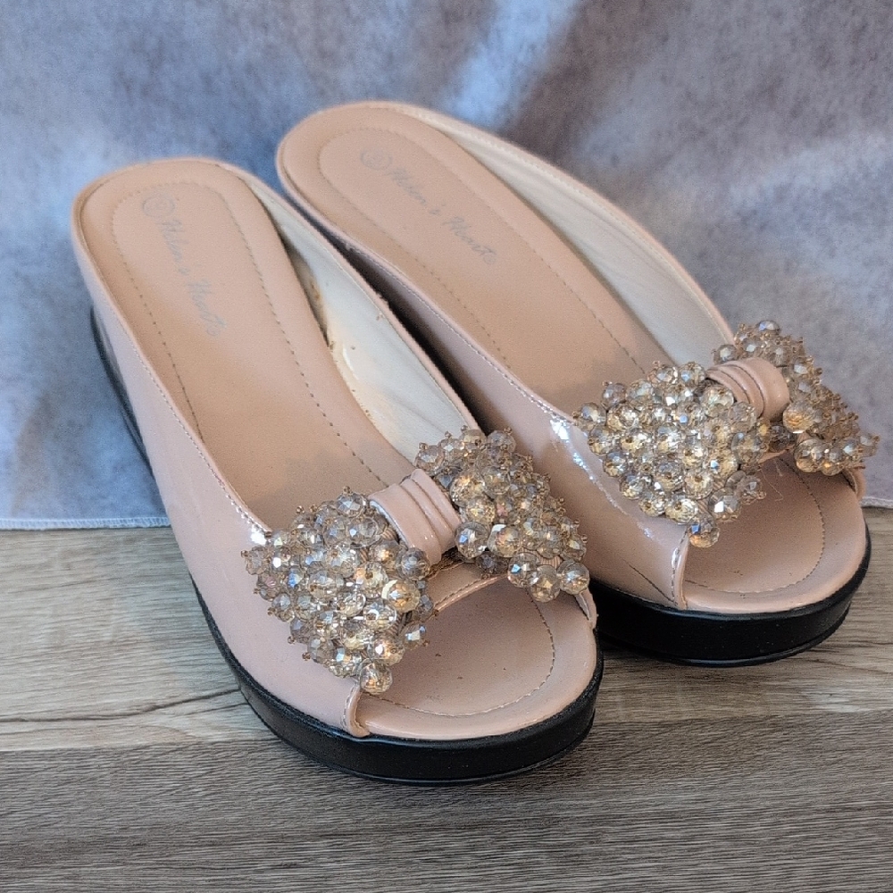 Elegant Women's Pink Slip-On Shoes with Crystal Embellishments